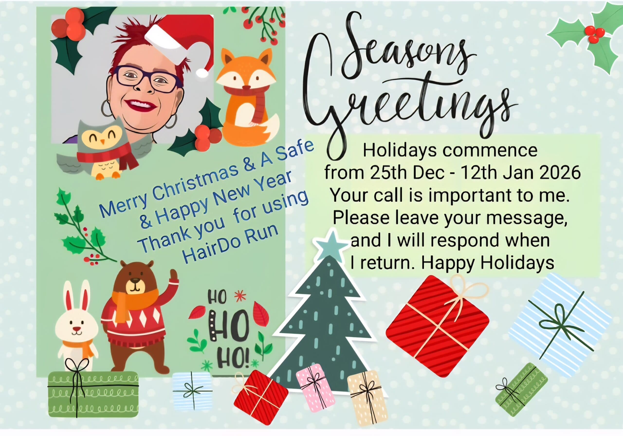 HairDo Run will close over the Christmas break from 25th December to 12th January